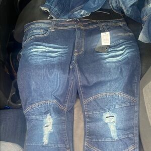 Men's Blue Distressed Jeans